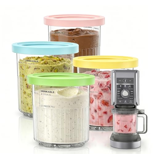 4er-Pack Eisbehälter für Ninja Creami Deluxe NC501 & NC500 710ml (24oz) Ersatzbecher mit auslaufsicheren Deckeln BPA-frei & Spülmaschinenfest Zubehör für Eismaschine