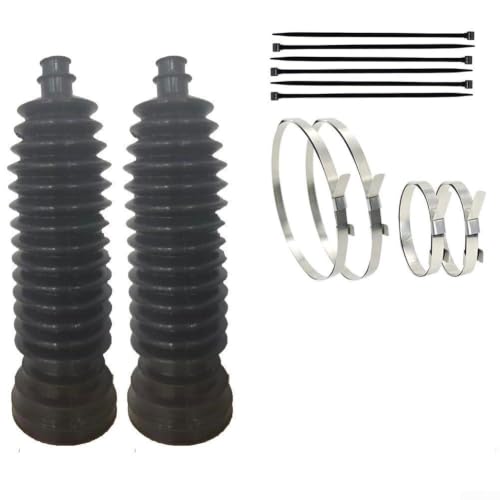 Image of 2 Piece Tie Rod Boot Set with 4 Stainless Steel Clamps and 6 Cable Ties Compatible with Most Rack and Pinion Steering Systems
