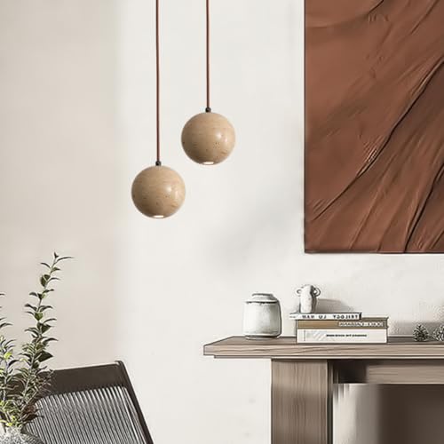 Lámpara de travertino natural premium en formato esférico y estilo Wabi-sabi 3