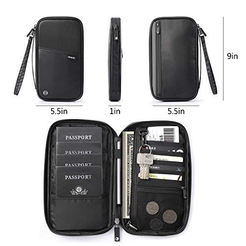 Image of VanFn RFID Travel Passport Wallet, Family Passport Holder, Trip Document Organizer P.Travel Series (Nylon - Black)