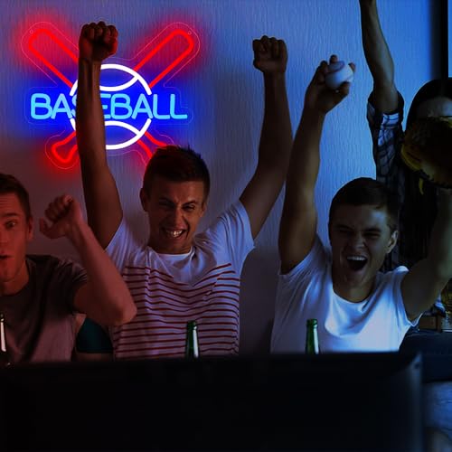 Image of Baseball Neon Sign for Wall Decor Baseball Sport Team LED Neon Light for Man Cave Dormitory Bar Club Birthday Gifts for Sport Fans USB Powered