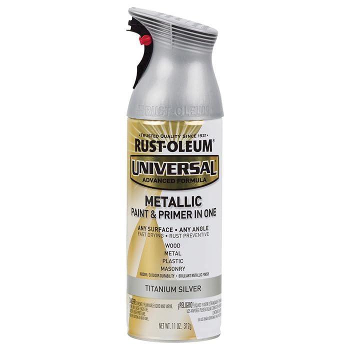 Image of Rust-Oleum 245220-6PK Universal All Surface Metallic Spray Paint, 11 oz, Titanium Silver, 6 Pack
