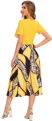 Image of shengfan Women's Casual A Line Swing Summer Dress Formal Short Sleeve Round Neck Wrap Evening Party Dresses
