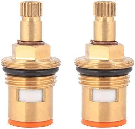 Brass Ceramic Disc Cartridge Quarter Turn 1/2" for Bathroom Kitchen Cold Tap Faucet Valve (Medium) - Set of 2 Nos