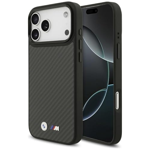 Image of CG MOBILE BMW [Official Licensed] Protective Case Designed for iPhone 17 Pro Max |Magnetic Compatible|M Collection|Kevlar Matt Case with Metal Logos -Black