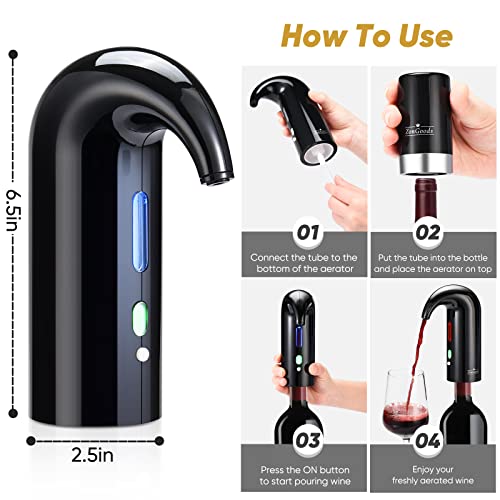 Zongoods Wine Gift Set, Includes Stainless Steel Electric Wine Bottle Opener, Electric Wine Aerator, Vacuum Wine Bottle Stopper & Foil Cutter With Wooden Box #TOP2