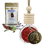 マホガニーチークウッド車用芳香剤 – House of Olympusのアレクサンダーコレクション | 高級ハンギングディフューザー | 長持ちする香り | アンティークブロンズコインチャーム