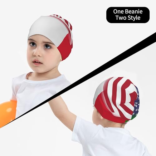 American Flag and Italian Flag Children Hip Hop Knitted Hat Kids Elastic Leisure Knit Cap Warm Sleep Beanies Black4