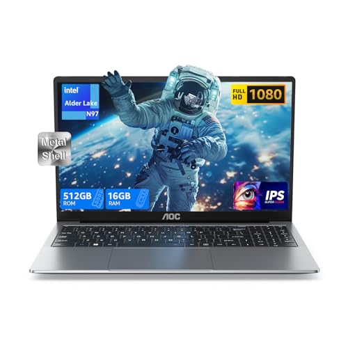 AOC Laptop 16 GB DDR4 RAM 512 GB SSD,12th N97 CPU (bis zu 3,6 GHz), 15,6 Zoll FHD Bildschirm, Gaming Notebook, 5G WiFi/BT5.1, USB3.0, HDMI 2.0