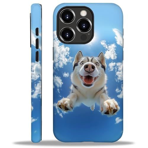 yicomon Compatible with iPhone 16 Pro Case, Cute Husky Dog Pattern Print Matte Phone Case Durable Fashion Funny Liquid Silicone Case Soft Anti-Scratch Shockproof Protective Cover
