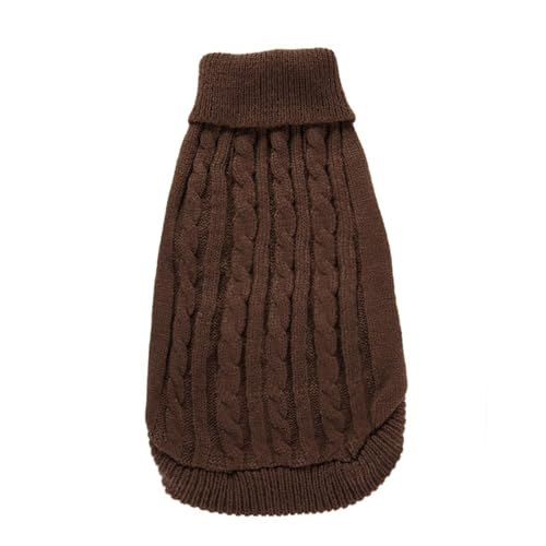 Pullover für kleine Hunde, gestrickt, für Haustiere, Katzen, warmes Hunde-Sweatshirt, Winterkleidung, Kätzchen, Welpenpullover (Größe XS, Braun)