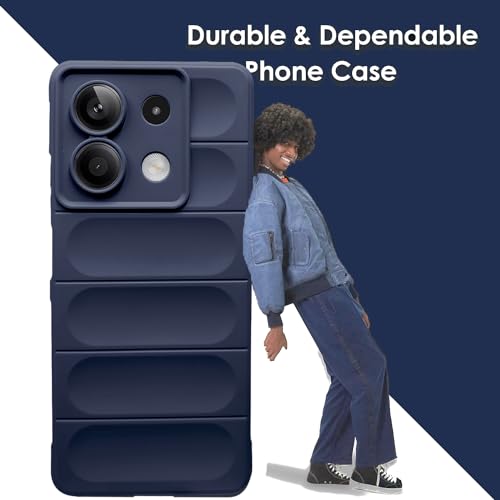 Image of A rtistque Liquid Silicone Stripes Back Cover Case for Mi Redmi Note 13 5G | with Camera Protection | with Inner Fabric | Anti Slip Grip | AirBag Case - Blue