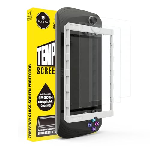 SAVAGE RAVEN x Skull & Co. High Transparency High Sensitivity Tempered Glass Screen Protector For ROG Ally X (2-PACK) with Positioner Installation Kits - Anti-Glare Matte Finish