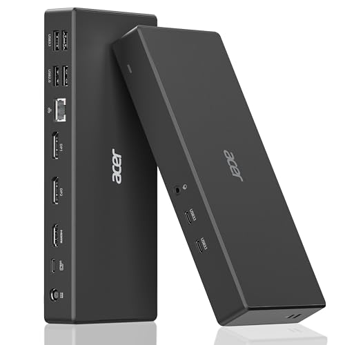 Acer Docking Station, 11-in-1 Laptop Docking Station 4K@60Hz for 3 Monitors with 2x DisplayPort+HDMI, Ethernet, 5Gbps Data, Audio, 135W Power, USBC Dock Compatible with Acer, Dell, MacBook Air/Pro, HP