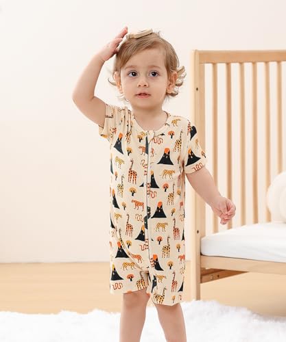 Bafeicao Baby 2 Pack Bamboo Viscose Sleeper Romper Soft Ribbed Short Sleeve 2 Way Zipper Summer Pajamas Clothes2