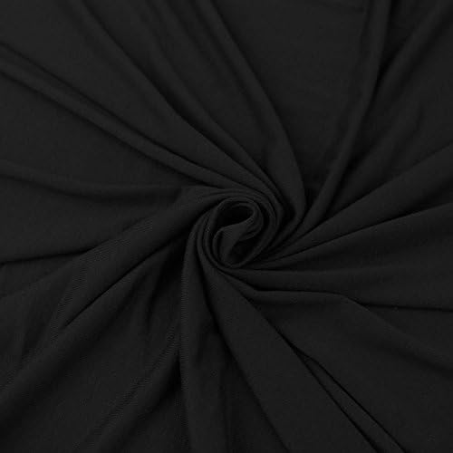 FabricLA Cotton Spandex Fabric 95% Cotton 5% Spandex - 60" Wide Stretch Fabric by The Yard for Sewing Activewear Leggings Tops Loungewear DIY Apparel - Black, 1 Yard Pre Cut