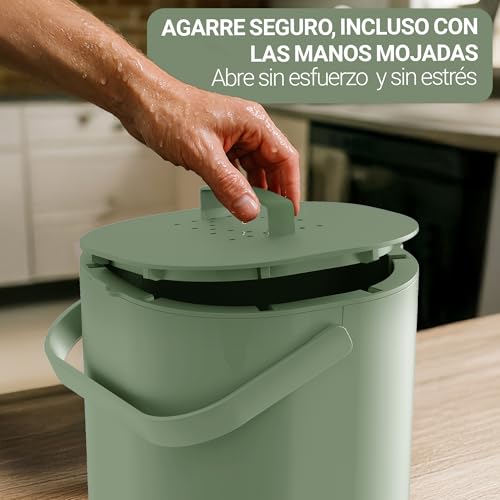Miniatura 7 de Ptms Cubo Basura Orgánica 6l Cubo Basura Pequeño Para Orgánicos Con Filtro De Carbón Activado Y Tapa Colgable Cubo Basura Organica Pequeño Higiénico, Lavable Y Diseño Moderno