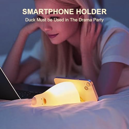 Image of Benson Squishy Lying Flat Duck Night Light, Silicone Touch Control Nursery Nightlight for Breastfeeding, Dimmable Toddler Sleep Aid Lamp, Kawaii Room Decor Gift