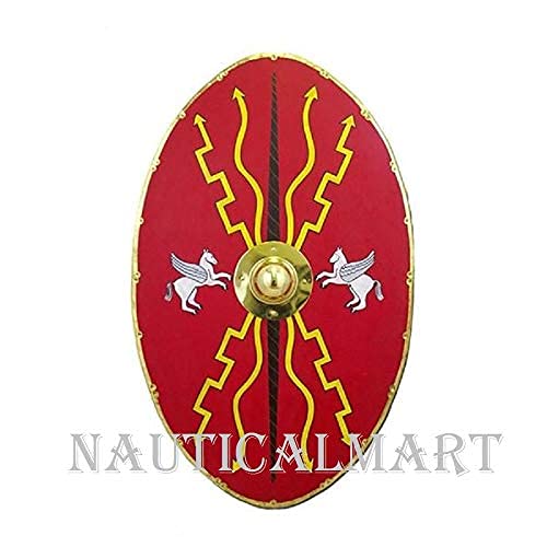 NauticalMart Wooden Handmade Medieval Viking Shield Red