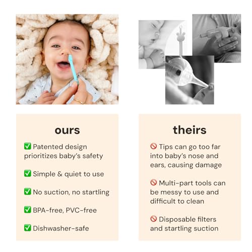 oogiebear baby nose cleaner amp ear wax removal tool - safe booger amp earwax removal for newborns infants toddlers - dual-ended - essential baby stuff diaper bag must-have orange amp seafoam with case