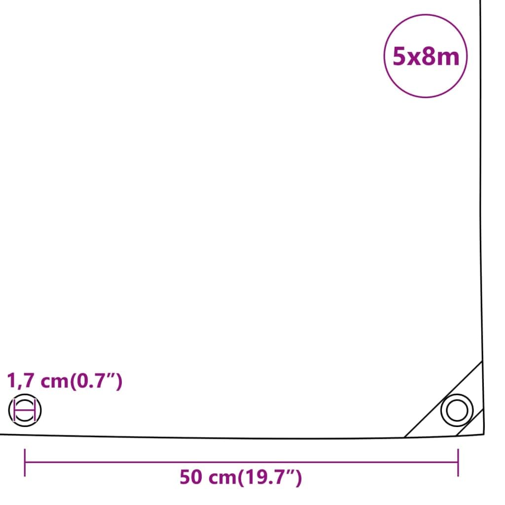 Telone bianco in tela con rivestimento in PVC, 5 x 8 m, 650 g/m², antistrappo, resistente alle intemperie, con occhielli, per mobili da giardino, auto, rimorchi, campeggio, esterni