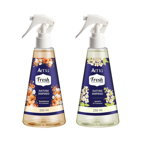 Image of Aerra Sandalwood & Jasmine Air Freshener Spray Combo, 2x250ml - Divine Blossom Edition, 5600+ Sprays for Home, Pooja Room, Car, Office, Non-Aerosol Odor Eliminator