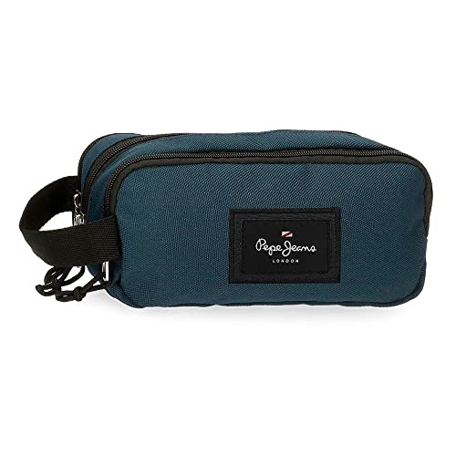 Pepe Jeans Aris Triple Pencil Case 22 x 12 x 5 cm Made of Polyester, Size for Backpack and Postcard De Joumma Bags, Navy, Case