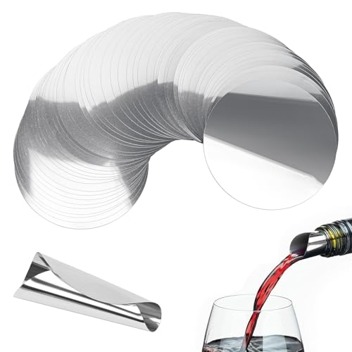 Szaboviktoria 50 Pezzi Salvagoccia Vino,Drop Salvagoccia per Bottiglie, Antigoccia Vino,Protezione per Bottiglie,Evita Le Gocce e Versa Senza Sprecchi,Adatto a Ristoranti,Bar,Argenteo