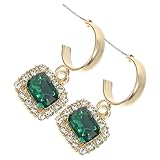 DOITOOL Pendientes de Cristal Verdes Diseño Único y Moderno para Mujer Hebilla Ligera de Aleación 1 Par Ideales para Bodas y Uso Diario