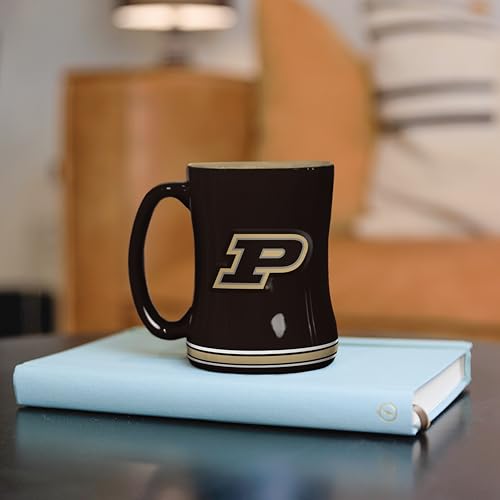 Image of Logo Brands NCAA Purdue Boilermakers 14 oz Relief Coffee Mug - Officially Licensed Mug, Sculpted 3D Logo and Team Colors - Comfortable Handle and Glossy Finish for College Sports Fans