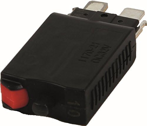 E-T-A Circuit Protection and Control 1170-21-10A, Circuit Breaker; Therm; Push; Cur-Rtg 10A; Plug-in; 1 Pole; Vol-Rtg 28VDC; Blade Snap