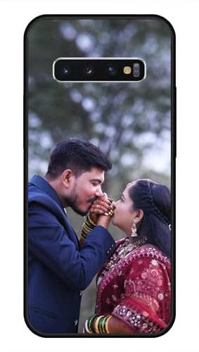 Image of NDCOM for Customised Samsung Galaxy S10 Back Cover | Premium S10 Phone Case | Samsung Galaxy S10 Mobile Cover DIY Personalised Photo Design | Customized Gift Custom Text Name Printed Glass Case