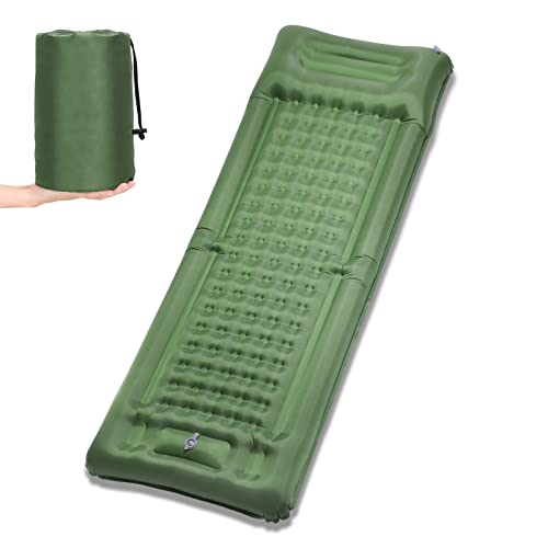 TOMSHOO Esterilla Camping Autoinflable, Colchoneta de Camping Inflable con Bomba de Pie y Almohada, Colchón Hinchable Ultraligera Colchones Inflable para Camping, Tienda, Senderismo, Viajes