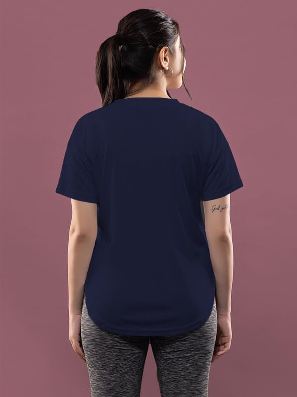 Image of CHKOKKO Womens Stylish Activewear Quick Dry Lightweight Breathable Printed Round Neck Half Sleeve Regular Fit Gym T Shirt for Sports Yoga and Training