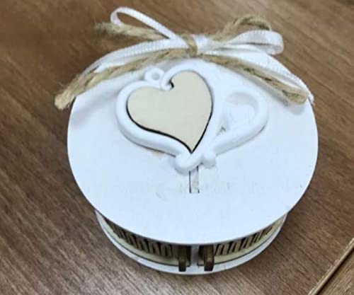 Dragées en bois avec cœurs Lot de 6 pour décoration