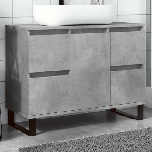 Runheo Armario para debajo del lavabo, 80 x 33 x 60 cm, material de madera, armario de baño con espacio de almacenamiento, resistente a la humedad, patas de hierro, ahorra espacio para baño