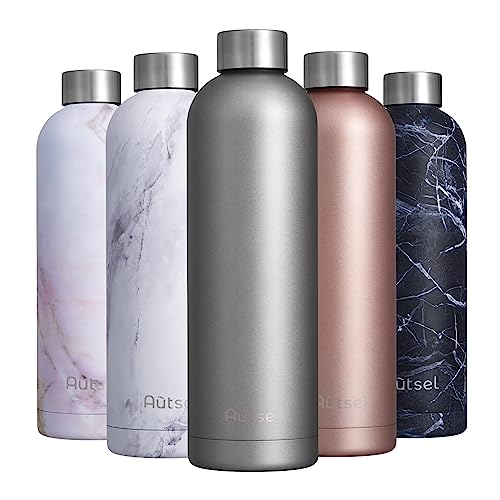 Autsel Stainless Steel Water Bottle 750ml Double Walled Vacuum Insulated Water Bottle Metal Leak-Proof Reusable Sports Flask Bottle BPA Free