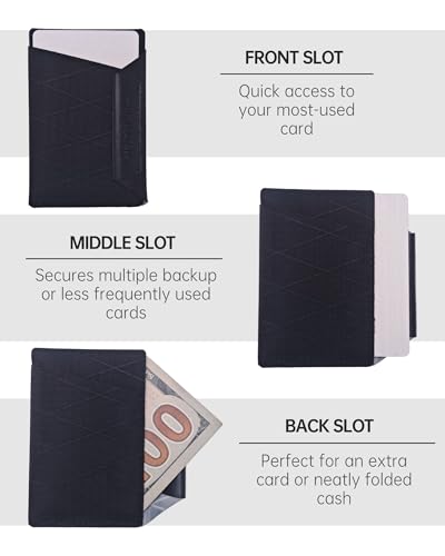 Slim Minimalist RFID Blocking Wallet - Ultra Slim Credit Card Holder for Front Pocket (3.9"x2.6") Lightweight Travel & EDC(Xply-Black)3
