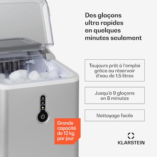 Klarstein máquina de hielo Chillout 12kg/24h 1.5L plata miniatura 2