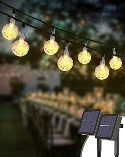 [2 Pack]Solar String Lights Outdoor, Kolpop 4.5M 30LED Solar Powered Garden Lights Waterproof Crystal Ball Fairy Lights with 8 Modes for Christmas Patio Yard Home Wedding Party Decoration (Warm White)
