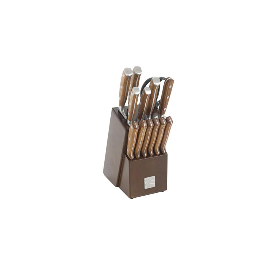 Kenmore-Elite-Wilson-Stainless-Steel-Knife-Block-Set-14-Piece-Walnut Kenmore Elite Wilson Stainless Steel Knife Block Set, 14-Piece, Walnut