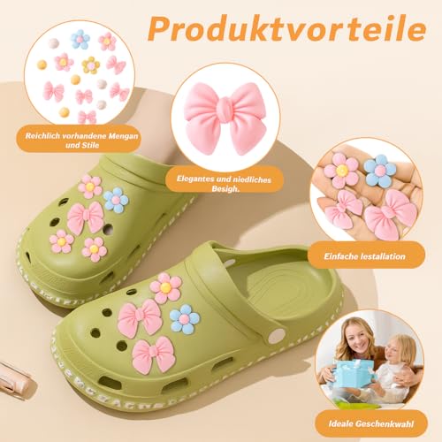 LeGeYo 22er Blumen‑ & Perlen‑Schuhcharms für Crocs und Schuhe mit Löchern Elegante Deko Clips für Mädchen Damen Kinder – Knopfmontage