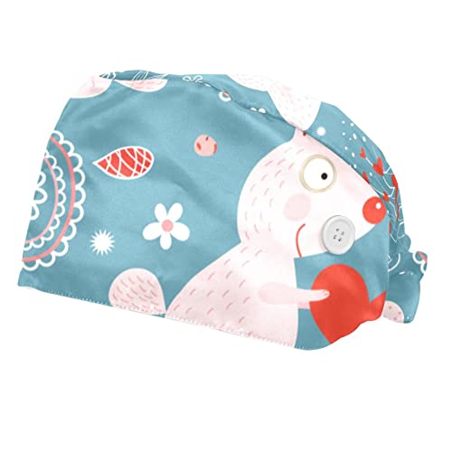 Casquette de travail mixte lot de 2 avec motif floral et lapins mignon