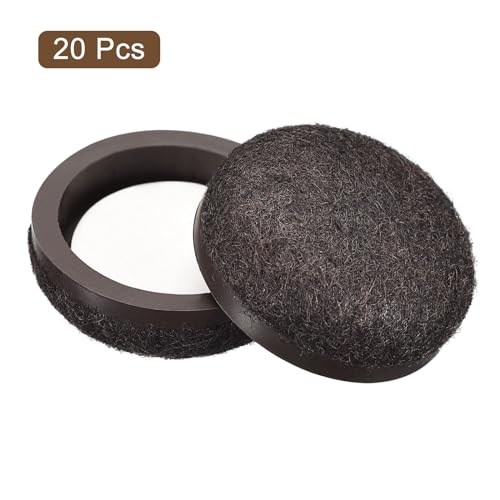 uxcell Furniture Sliders, 20Pcs 1" - Formed Felt Round Sliding Pads, Chair Glides for Carpeted Tile Vinyl Hardwood Floors (Brown) - Image 3