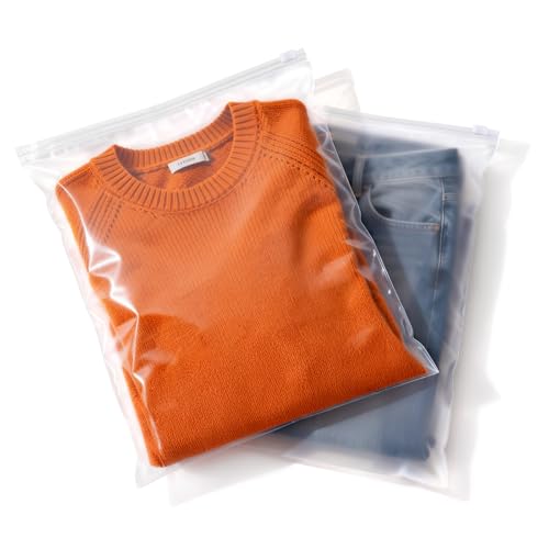 30Pcs Large Ziplock Bags 40x30cm Plastic Reusable Zip lock Bags Travel Storage Bags with Frosted & Transparent Design No Holes Hospital Bag Organiser Pouches for Clothes Shoes Cosmetics Suitcase