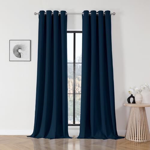 Rideaux occultants bleu marine 132x304 cm isolants Joydeco pour salon - 2