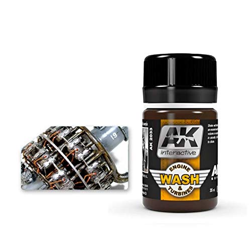 AK Interactive Aircraft Engine & Turbine Wash - 35 ML / 1.18 Fl.Oz Jar - Model Building Paints and Tools # 2033