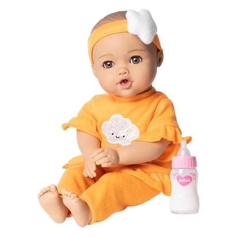 Adora Nurture Time Babies Collection, 13" Baby Doll and Clothes Set with 3 Touch Activated Features Includes Removable Cloud Patterned Outfit, Doll Bottle, Birthday Gift For Ages 1+ - Sweet Orange Cover