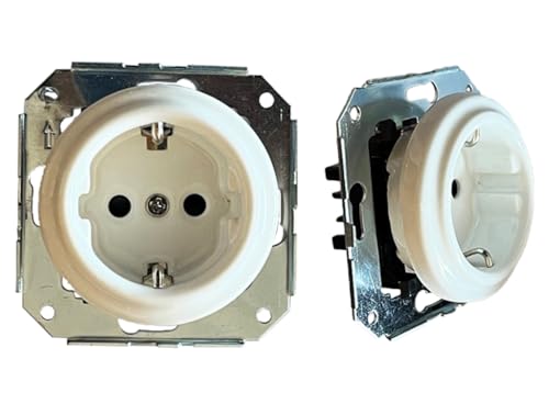 Base empotrable de porcelana blanca, diseño F-Bright, ideal para instalaciones eléctricas, proporciona durabilidad y estética en acabados.