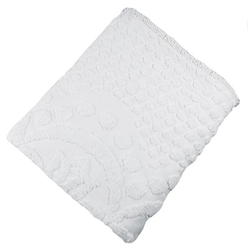 Colcha de chenilla 100% algodón blanco Stylemaster Kingston tamaño matrimonial para cama doble 2